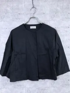 Calvin Klein カルバンクライン ノーカラージャケット 黒紺4七分袖のサムネイル