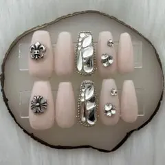 234 クロム y2k 韓国 シズニ キルティングネイル ワンホン ネイルチップ