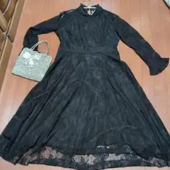 黒レース★パーティードレス　ロング丈　フォーマル　結婚式　二次会　に