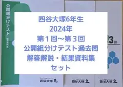 四谷大塚6年生　2024年第１回～第３回組分けテスト過去問