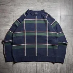 【90's】DOCKERS チェック柄　コットンニットセーター　Lサイズ