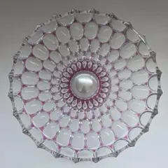 HOYA ガラス製 紫 水玉 ガラスコンポート ケーキスタンド約28cm私物中古のサムネイル