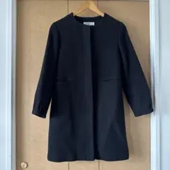 ファー付き　ノーカラーコート