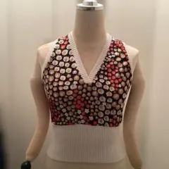 花柄 Vネック ノースリーブ