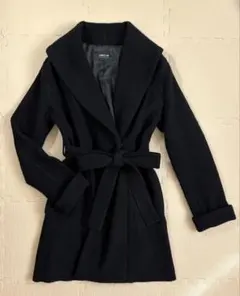 コムサ COMME CA ISM ベルト付ウールコート ブラック ウール100%