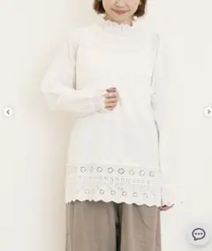 サマンサモスモス　スカラップレースブラウス　オフホワイト　タグ付　今季