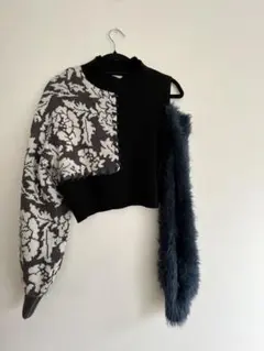 MURUA パターンニットファー付き長袖セーター