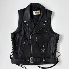 美品★BATES 本革レザー ライダース ベストL ベイツ ジャケットのサムネイル