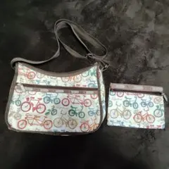 レスポートサック ショルダーバッグ　 自転車柄　カラフル　柄物　定番