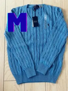 ポロラルフローレン 新品未使用 M 青 コットンニット 人気