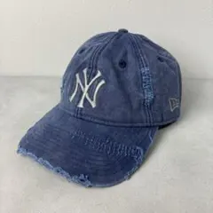美品✨ ニューエラ NY ヤンキース キャップ ネイビー ダメージ加工 デニム調