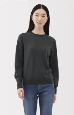 無印良品　メリノウール　クルーネックセーター　Sサイズ　ダークグレー　レディース