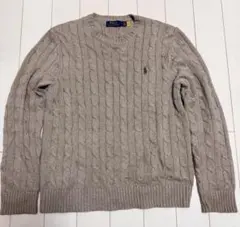 ポロ　ラルフローレン　ケーブル　綿　ニット　M 175/96A ベージュ系