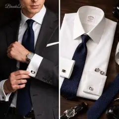 美品 ブルックスブラザーズ1818 ブロード白 16-34 ダブルカフス