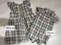 お揃い♡チェック柄 ワンピース 90cm カバーオール 70cm ブランシェスのサムネイル