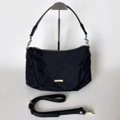 美品 ラシット 2way ナイロン ジャガード バッグ ショルダー ネイビーのサムネイル