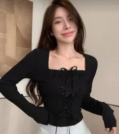 DAZY レデイース ドローストリング ウエスト ロングスリーブTシャツ、秋服