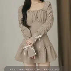 Darich スクエアネックギャザーミニワンピース