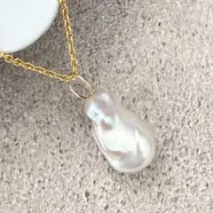 023 大粒バロックパールペンダントトップ18mmネックレス14kgf ゴールド