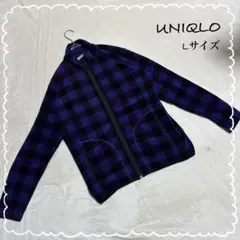 【UNIQLO/ユニクロ】 マイクロフリース チェック柄 むらさき系 (L)