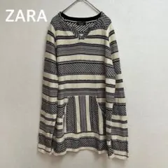 ✨ ZARA MAN ザラ ボーダーニット プルオーバー ベージュ ブラック