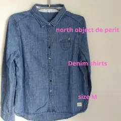 north object de petitデニムシャツ刺繍カラフルボタン長袖M