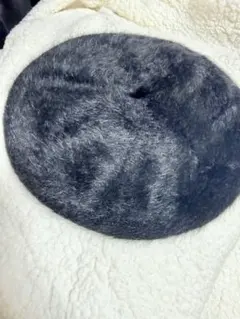 ファー風黒ベレー帽