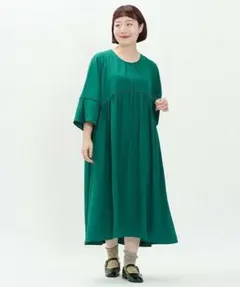 大きいサイズ5 AS KNOW AS olaca ワンピース グリーン