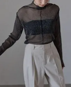 ボンサガ　MINERTÉ センターラインラメパワーネットプルオーバー　ブラック