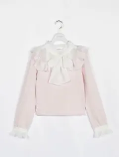 試着のみ MILK ベロア フリル 長袖ブラウス オペラピンク カットソー 