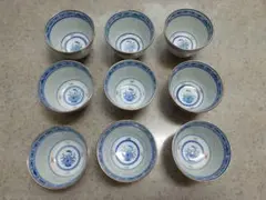 中国景徳鎮製 蛍手 染付 煎茶碗 煎茶道具 青花 蛍透かし 景徳鎮 中国茶器