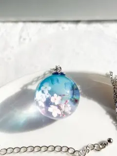 ハンドメイド　レジン　桜　さくら　ネックレス