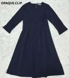 OPAQUE.CLIP タックフレアワンピース　ネイビー　40 セレモニー