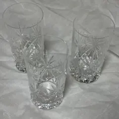 HOYA クリスタルガラス カットデザイン グラス 3個セット