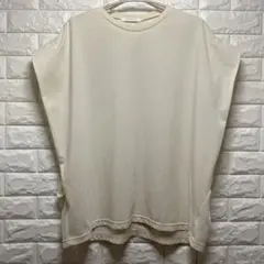 アメリカンホリック フレンチスリーブTシャツ M アイボリー スリットチュニック