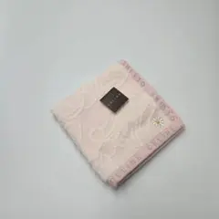 未使用☆CELINE セリーヌ タオルハンカチ 綿 ピンク　小花刺繍