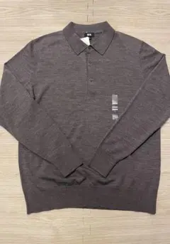 UNIQLO エクストラファインメリノウール ブラウンポロシャツ Lサイズ