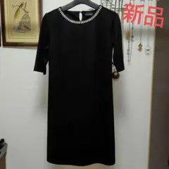 新品★SHOO·LA·RUE★黒 ハーフスリーブ ワンピース★S★上品★秋冬春用