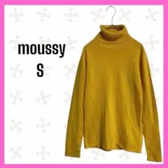 [moussy] タートルネック　長袖　薄手　ニット イエロー　アクリル　無地