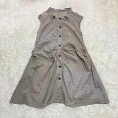 美品 慈雨 ロングワンピース ノースリーブ ストライプ 40 L