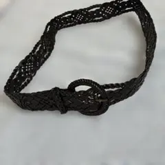 ブラック 編み込みデザイン ベルト