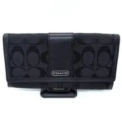 COACH シグネチャー 二つ折り長財布 ブラック - メルカリ
