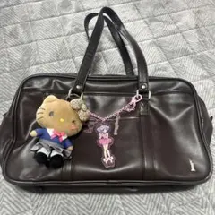イーストボーイ　スクールバック　ブラウン　合皮　ピンク　キティ　ショルダーバック