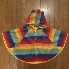 ベビーレインコート 80-100cm レインボー くま ベア ポンチョ カッパ