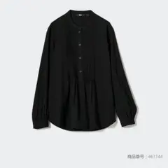UNIQLO レーヨンピンタックプルオーバーブラウス ブラック XSのサムネイル