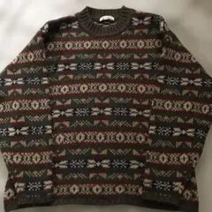美品　古着　JOS.J.OLIVER 幾何学模様のウールセーター