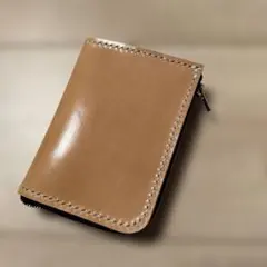 特価·☆栃木レザー(グレージング·ナチュラル)☆ハンドメイド☆コンパクトウォレト
