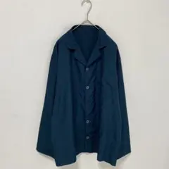 GU オープンカラーシャツ　M メンズ　ターコイズ系　ポリエステル100% 秋