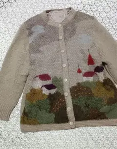 vintageヴィンテージ風景画モチーフ ニットカーディガン 昭和レトロ
