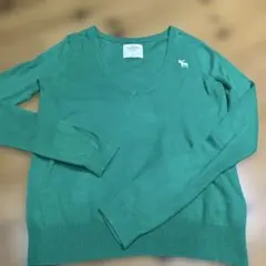 Abercrombie & Fitch グリーン Vネック セーター